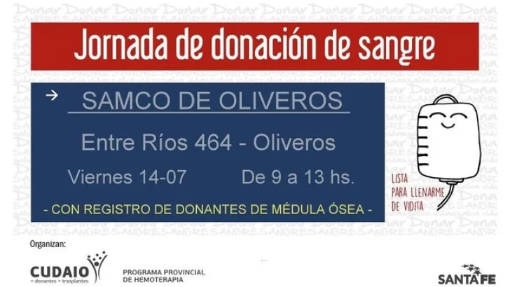 Oliveros: Campaña de donación voluntaria de sangre