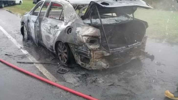 Un auto ardió en llamas en autopista Rosario Santa Fe