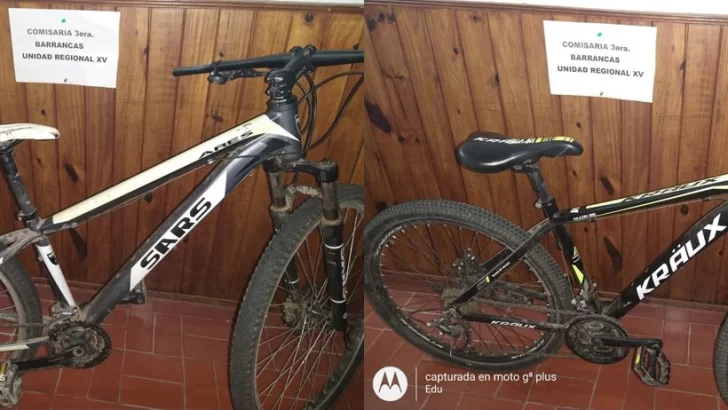 Recuperaron dos bicis robadas e imputaron a dos menores en Barrancas