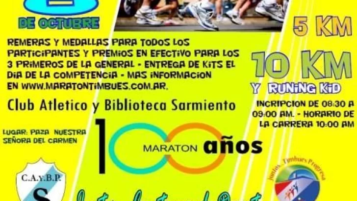 Se acerca una maratón  por los 100 años del Club Sarmiento