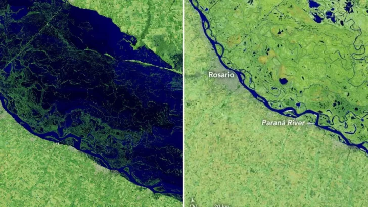 La bajante del Paraná es alarmante y la NASA lo evidenció con imágenes
