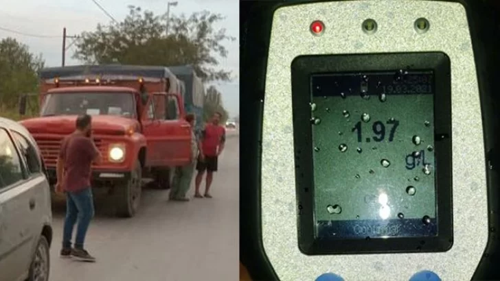 En zigzag y sin poder hablar: Detuvieron a un camionero con 1.97 de alcohol en sangre