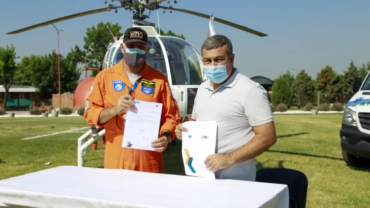 Timbúes firmó el convenio para tener cobertura con helicóptero en emergencias
