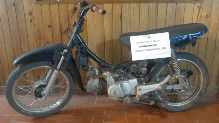 Recuperaron una moto y dinero robado en Barrancas: Tres menores detenidos