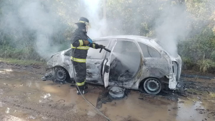 Susto y salida a tiempo: Se incendió un auto camino a AGD en Timbúes