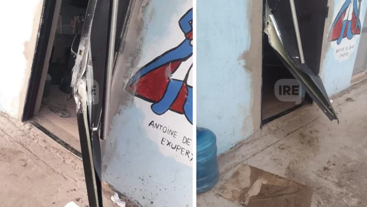 Otra vez: Vandalizaron y destruyeron la puerta del comedor de la escuela primaria de Andino