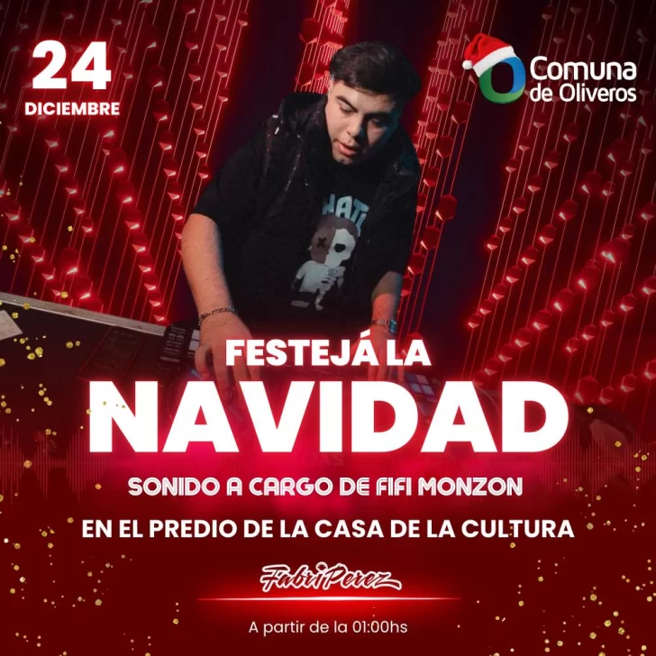 Oliveros celebra la Navidad con Dj Fabri Perez en la Casa de la Cultura