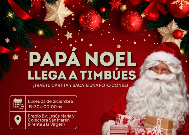 Activá la magia: Papá Noel llega hoy a Timbúes con una gran feria navideña