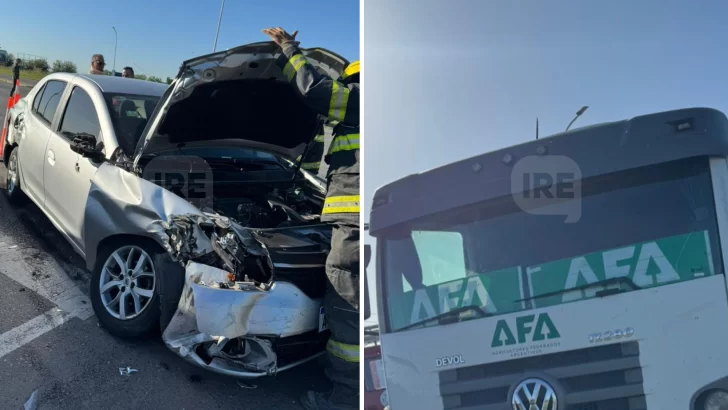 Fuerte choque entre un camión y un auto en el cruce de ruta 34 y 91