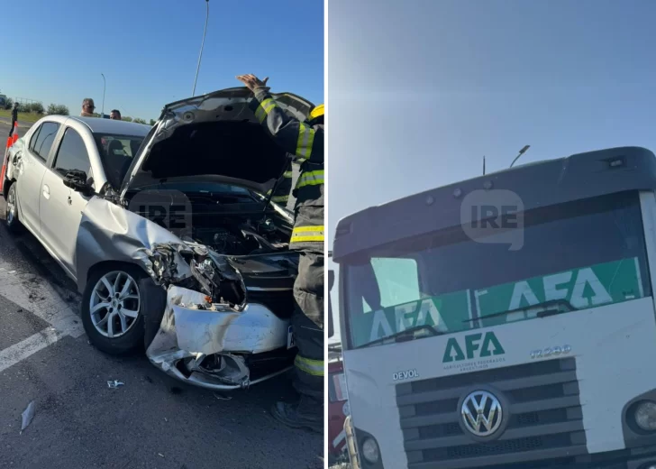 Fuerte choque entre un camión y un auto en el cruce de ruta 34 y 91