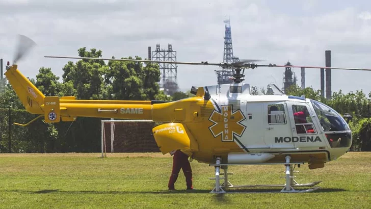 Un joven sangenarino fue llevado en helicóptero al Heca luego de que le golpearan la cabeza con un palo